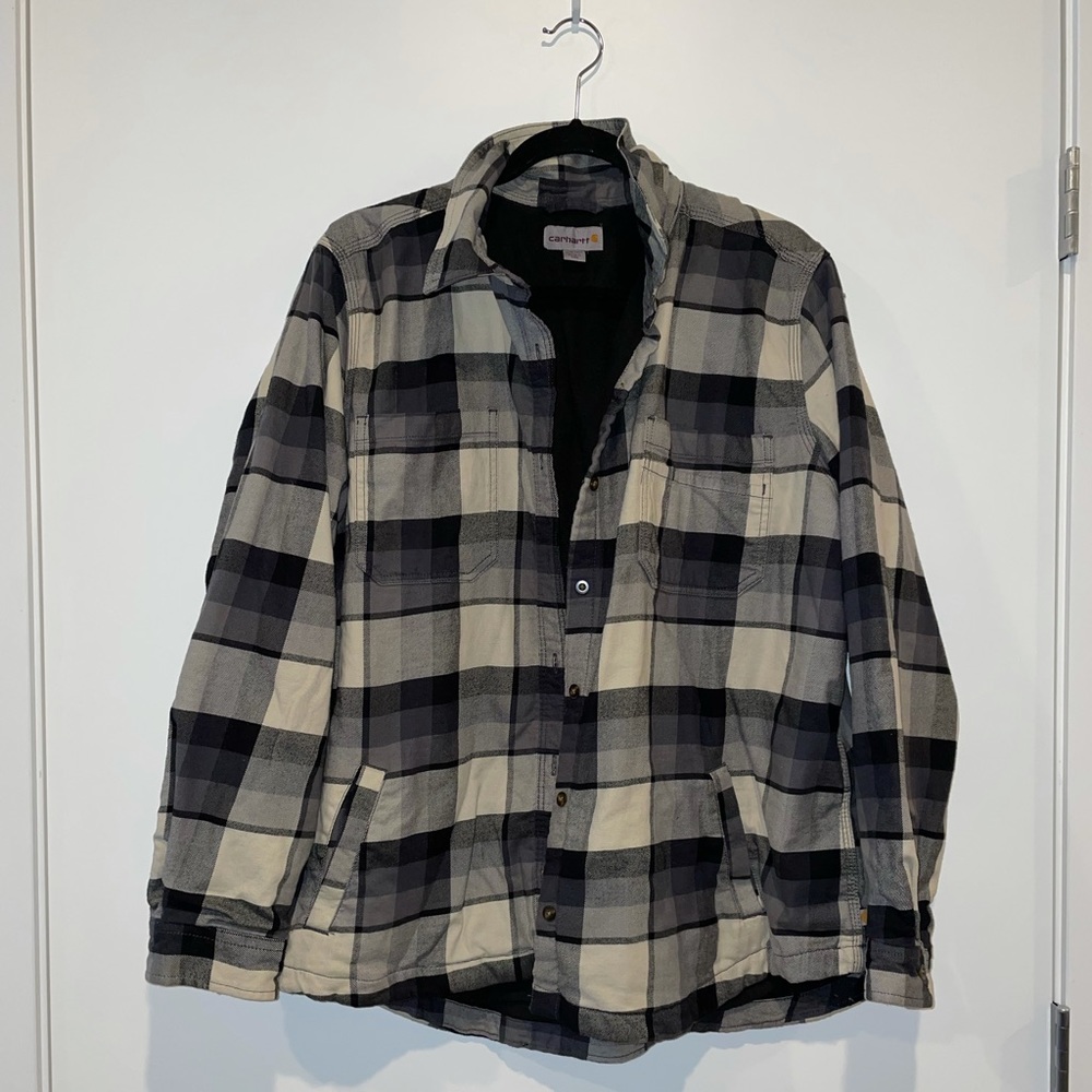 Black and grey plaid Carhartt Shirt-Jacket in size XXL